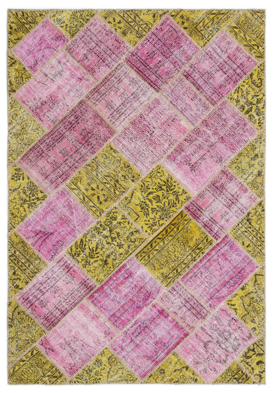 Sarı Anadolu Eskitme Geometrik Yün Halı 160x230 - Özel Seri