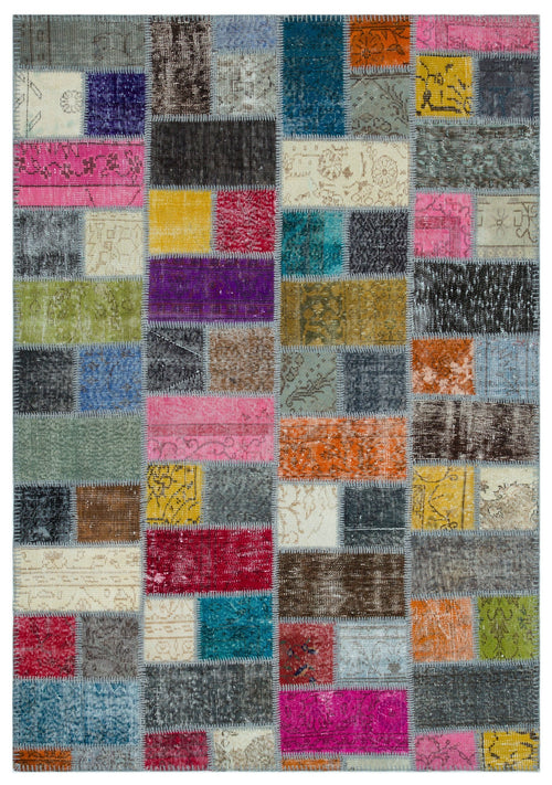 Iskece Bej Patchwork Yün El Dokuma Halısı 170 x 247 Apex Unique