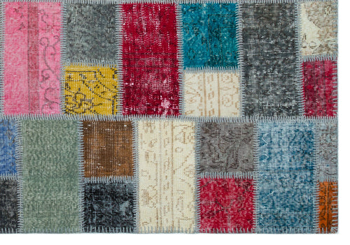 Iskece Bej Patchwork Yün El Dokuma Halısı 170 x 247 Apex Unique