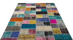 Iskece Bej Patchwork Yün El Dokuma Halısı 172 x 242 Apex Unique