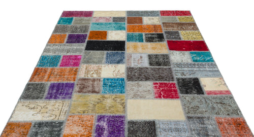 Iskece Bej Patchwork Yün El Dokuma Halısı 172 x 243 Apex Unique