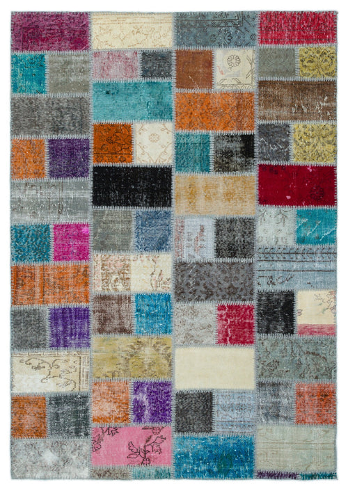 Iskece Bej Patchwork Yün El Dokuma Halısı 172 x 243 Apex Unique