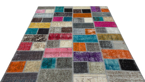 Iskece Bej Patchwork Yün El Dokuma Halısı 170 x 245 Apex Unique