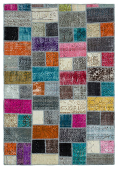 Iskece Bej Patchwork Yün El Dokuma Halısı 170 x 245 Apex Unique