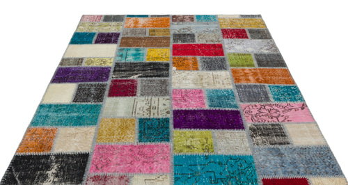 Iskece Bej Patchwork Yün El Dokuma Halısı 170 x 238 Apex Unique