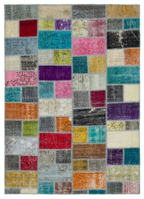 Iskece Bej Patchwork Yün El Dokuma Halısı 170 x 238 Apex Unique
