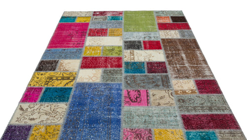 Iskece Bej Patchwork Yün El Dokuma Halısı 171 x 238 Apex Unique
