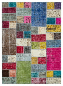 Iskece Bej Patchwork Yün El Dokuma Halısı 171 x 238 Apex Unique