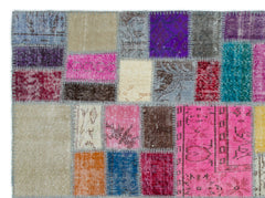 Iskece Bej Patchwork Yün El Dokuma Halısı 171 x 232 Apex Unique