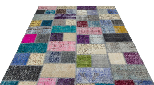 Iskece Bej Patchwork Yün El Dokuma Halısı 170 x 233 Apex Unique