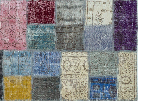 Iskece Bej Patchwork Yün El Dokuma Halısı 170 x 233 Apex Unique