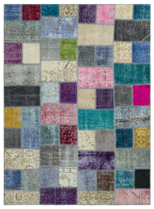 Iskece Bej Patchwork Yün El Dokuma Halısı 170 x 233 Apex Unique