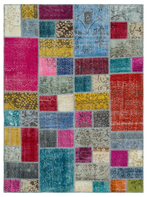 Iskece Bej Patchwork Yün El Dokuma Halısı 172 x 230 Apex Unique