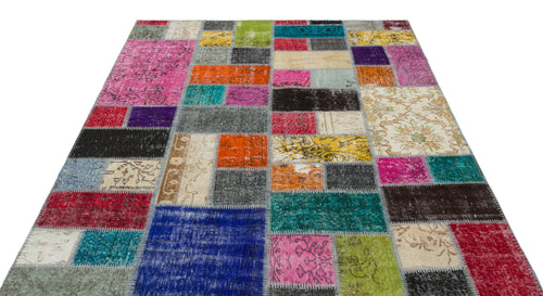 Iskece Bej Patchwork Yün El Dokuma Halısı 172 x 229 Apex Unique