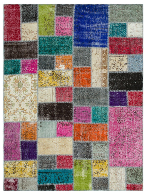 Iskece Bej Patchwork Yün El Dokuma Halısı 172 x 229 Apex Unique