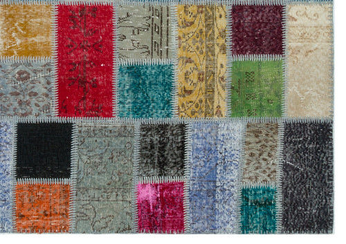 Iskece Bej Patchwork Yün El Dokuma Halısı 171 x 245 Apex Unique