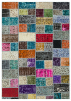 Iskece Bej Patchwork Yün El Dokuma Halısı 171 x 245 Apex Unique