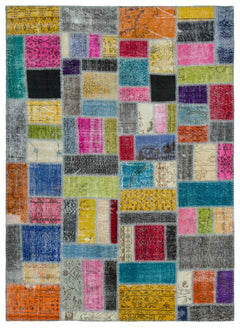 Iskece Bej Patchwork Yün El Dokuma Halısı 170 x 236 Apex Unique