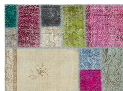 Iskece Bej Patchwork Yün El Dokuma Halısı 171 x 232 Apex Unique