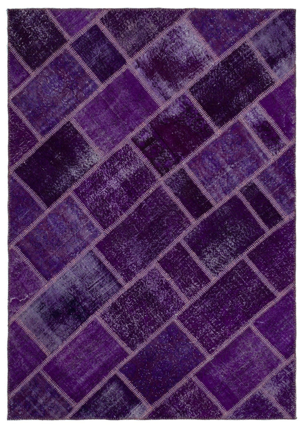 Lila Anadolu Eskitme Geometrik Yün Halı 163x230 - Özel Seri