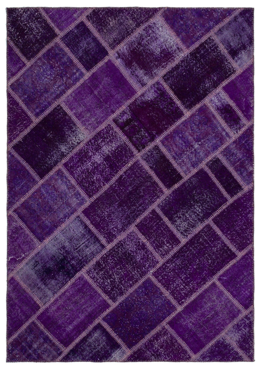 Moderner Wollteppich mit Glanz-Finish in Lila & Rot 163x230 cm – im Wohnzimmer