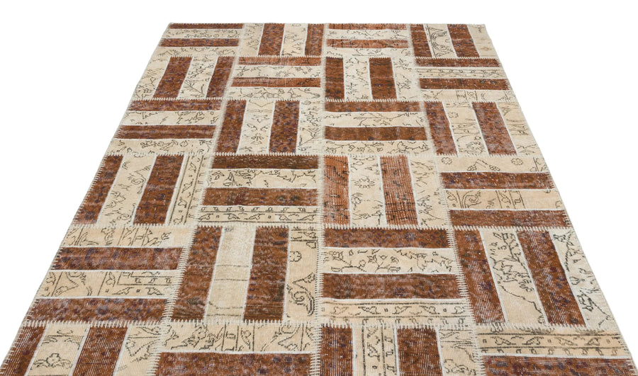 Bej Anadolu Eskitme Geometrik Yün Halı 160x250 - Özel Seri