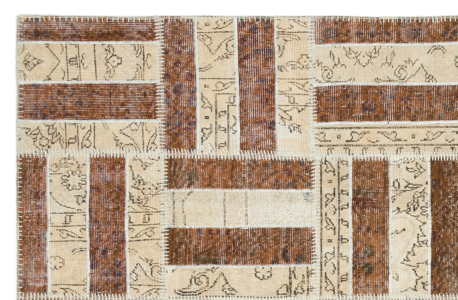 Bej Anadolu Eskitme Geometrik Yün Halı 160x250 - Özel Seri