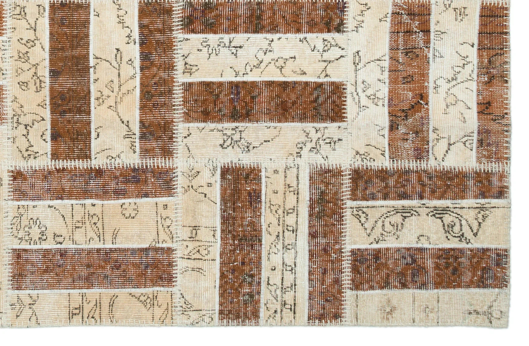 Bej Anadolu Eskitme Geometrik Yün Halı 160x250 - Özel Seri