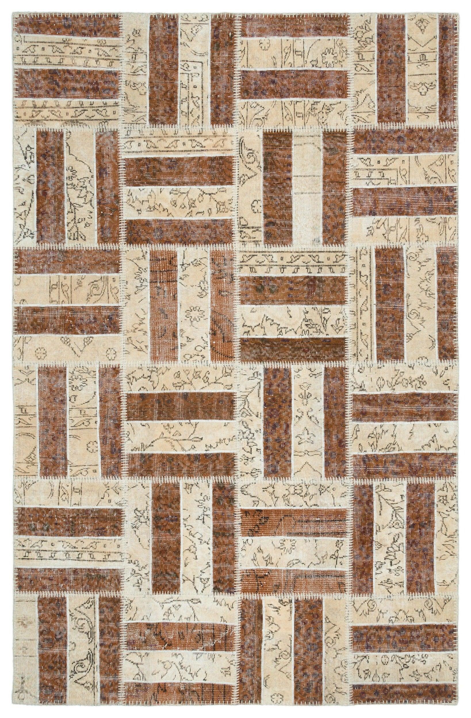 Bej Anadolu Eskitme Geometrik Yün Halı 160x250 - Özel Seri