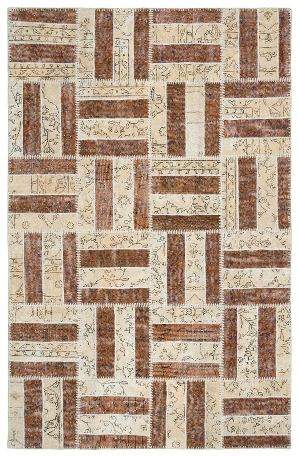 Bej Anadolu Eskitme Geometrik Yün Halı 160x250 - Özel Seri
