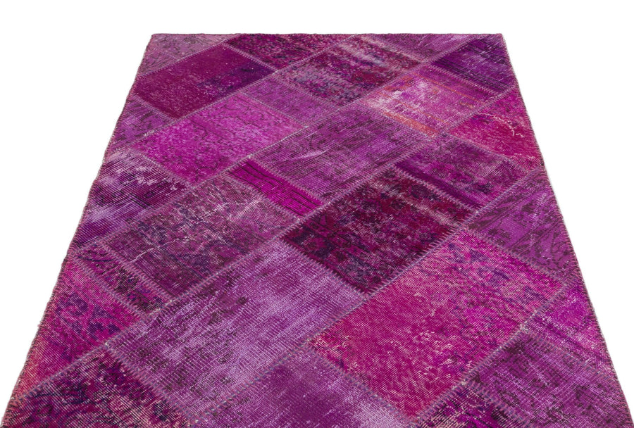 Lila Pembe Anadolu Bohem Eskitme Yün Halı 124x178 - Özel Seri