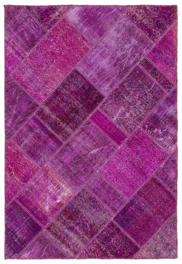 Lila Pembe Anadolu Bohem Eskitme Yün Halı 124x178 - Özel Seri
