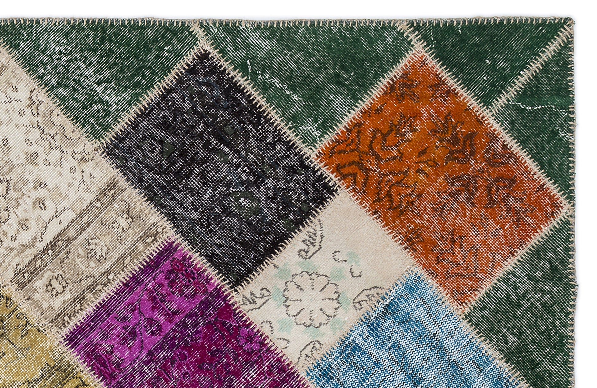 Iskece Yeşil Eskitme Yün El Dokuma Halısı 160 x 230 Apex Unique