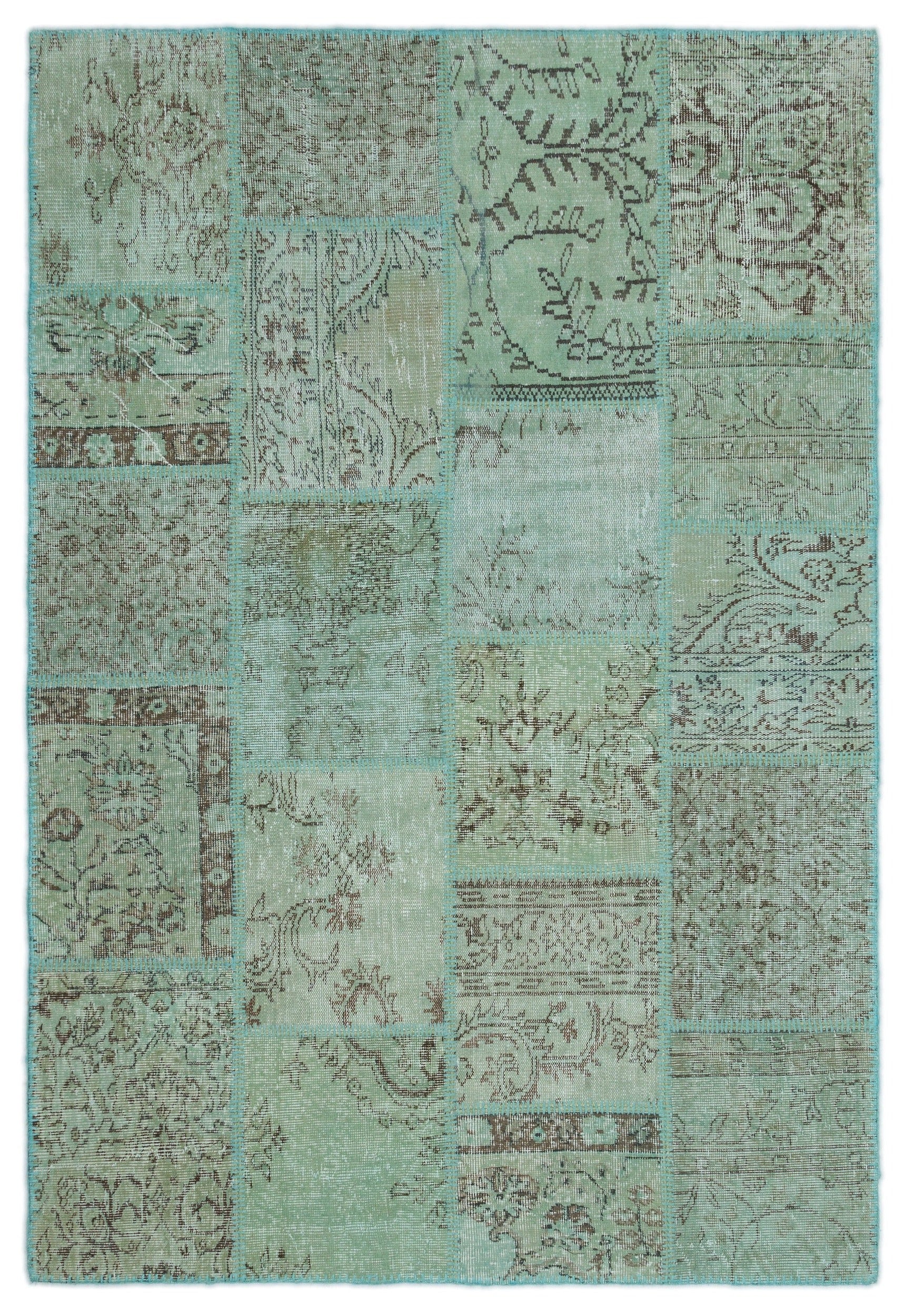 Iskece Yeşil Eskitme Yün El Dokuma Halısı 160 x 233 Apex Unique