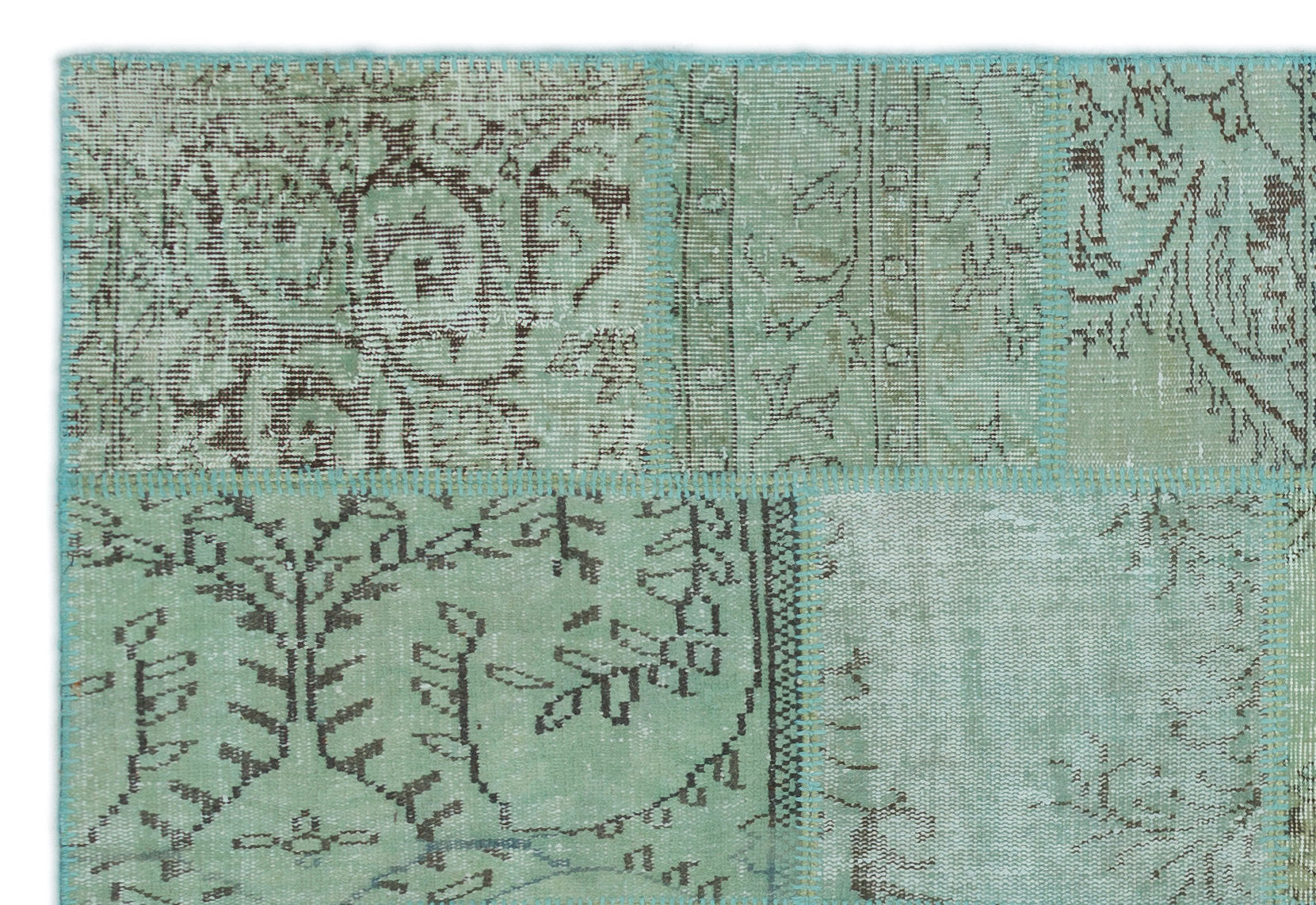 Iskece Yeşil Eskitme Yün El Dokuma Halısı 160 x 233 Apex Unique