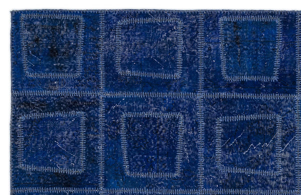 Mavi Anadolu Eskitme Geometrik Yün Halı 160x230 - Özel Seri