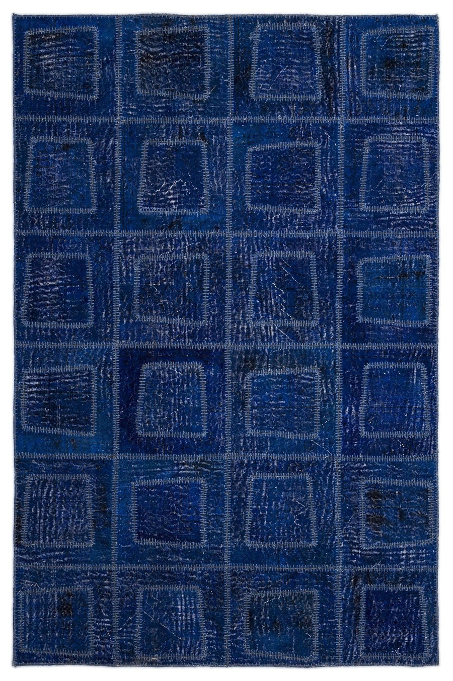 Mavi Anadolu Eskitme Geometrik Yün Halı 160x230 - Özel Seri
