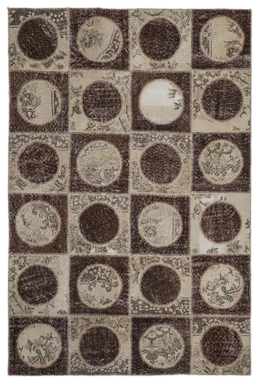 Bej Krem Anadolu Eskitme Geometrik Yün Halı 160x230 - Özel Seri