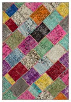 Iskece Bej Patchwork Yün El Dokuma Halısı 160 x 234 Apex Unique