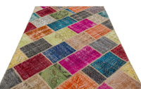 Geometric Hand-Woven Wool Rug in Orange & Fuchsia 162x232 cm (5'4" x 7'7")