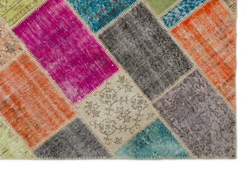 Iskece Bej Patchwork Yün El Dokuma Halısı 162 x 232 Apex Unique