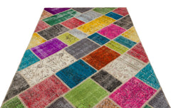 Iskece Bej Patchwork Yün El Dokuma Halısı 160 x 235 Apex Unique