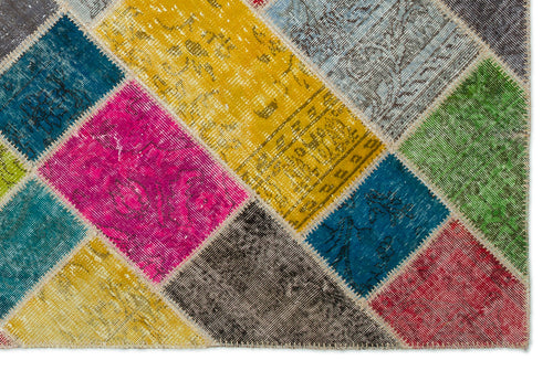 Iskece Bej Patchwork Yün El Dokuma Halısı 160 x 235 Apex Unique