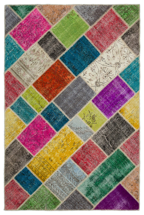 Iskece Bej Patchwork Yün El Dokuma Halısı 160 x 235 Apex Unique