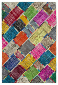 Iskece Bej Patchwork Yün El Dokuma Halısı 160 x 234 Apex Unique