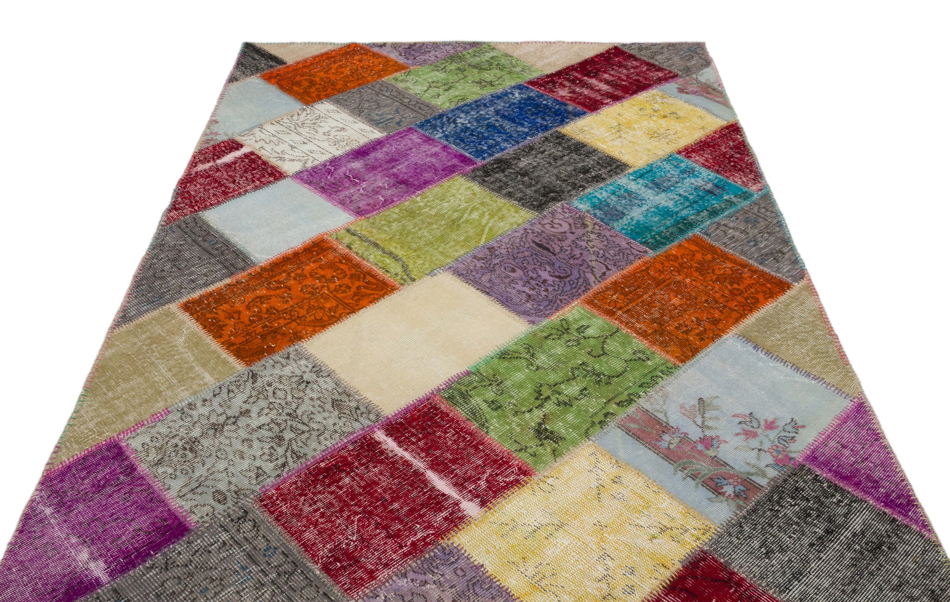 Iskece Bej Patchwork Yün El Dokuma Halısı 163 x 231 Apex Unique