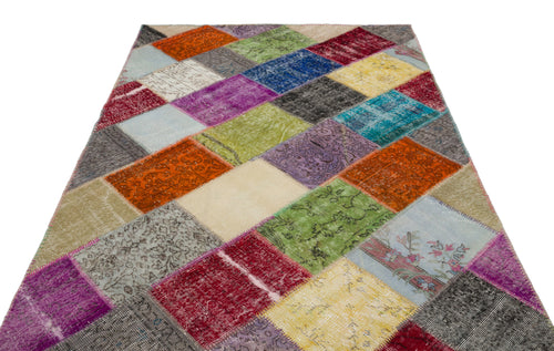 Iskece Bej Patchwork Yün El Dokuma Halısı 163 x 231 Apex Unique