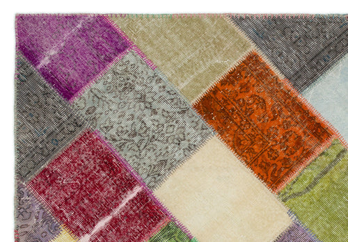 Iskece Bej Patchwork Yün El Dokuma Halısı 163 x 231 Apex Unique