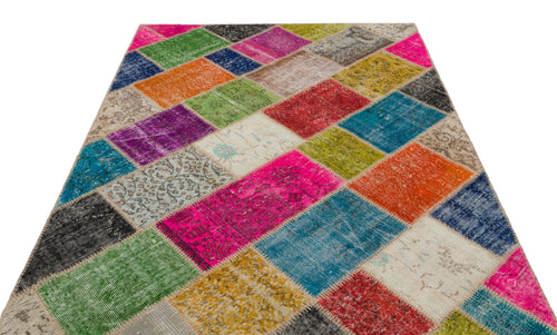 Iskece Bej Patchwork Yün El Dokuma Halısı 163 x 228 Apex Unique