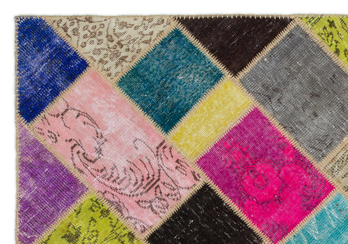 Iskece Bej Patchwork Yün El Dokuma Halısı 161 x 231 Apex Unique